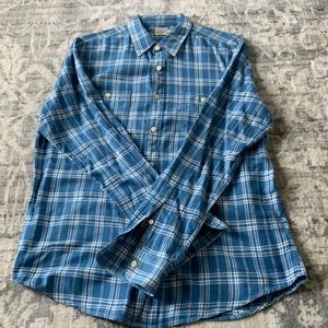 Faherty men’s blue plaid shirt, size large. Like new!